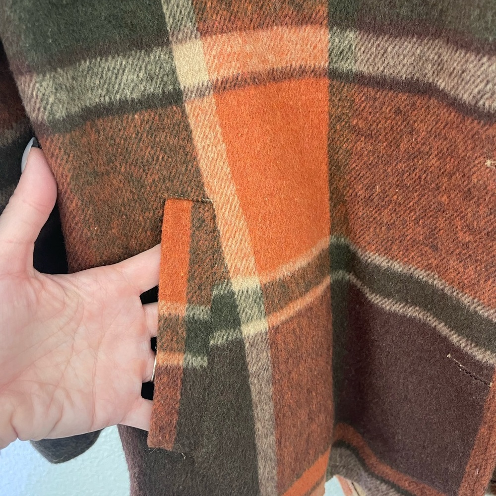 Ashley By 26 International Orange Brown Plaid Utility Jacket - Picture 4 of 7